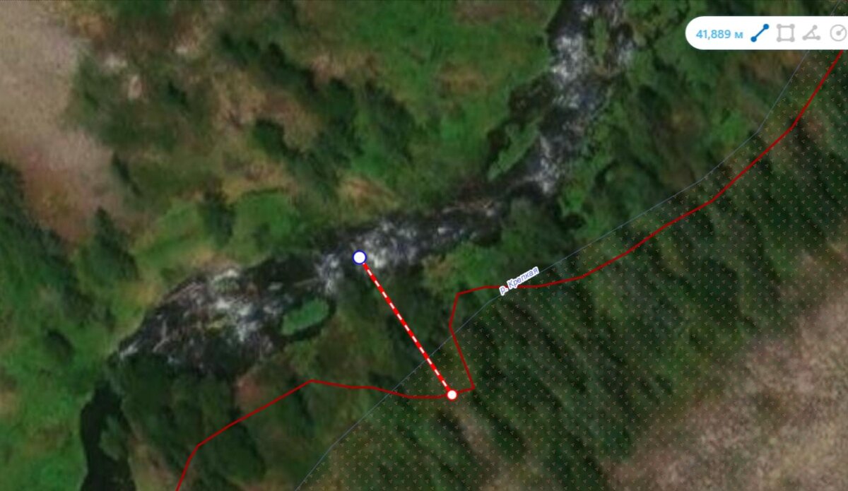Смещение обозначения реки относительно реального местоположения