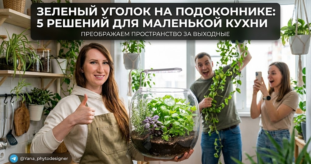Зеленый уголок на подоконнике: 5 решений для маленькой кухни, которые преобразят пространство и создадут уют