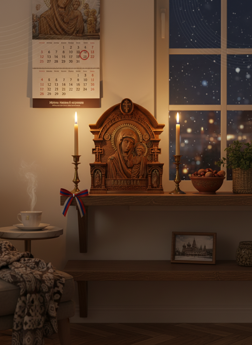 Казанская икона Божией Матери – это деревянная резная икона ручной работы, символ веры.