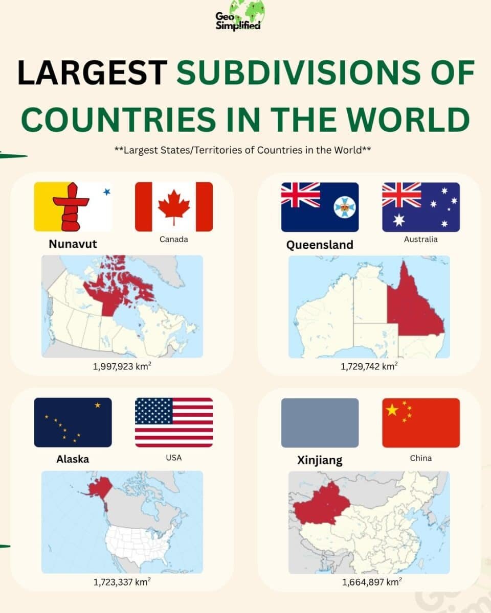    Топ крупнейших административных единиц мира (5-8 место) / © Geo Simplified
