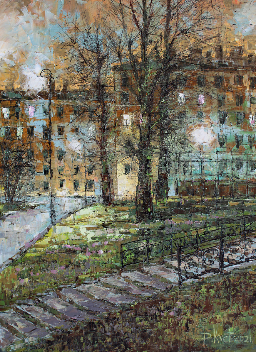 Художник Дмитрий Кустанович. Весенний вечер, 110x80 см, холст, масло, 2021 года создания