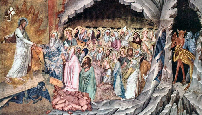 Христос выводит праведников из ада (фрагмент фрески Андреа Бонаиути да Фиренце, XIV век). Фото: wikimedia.org