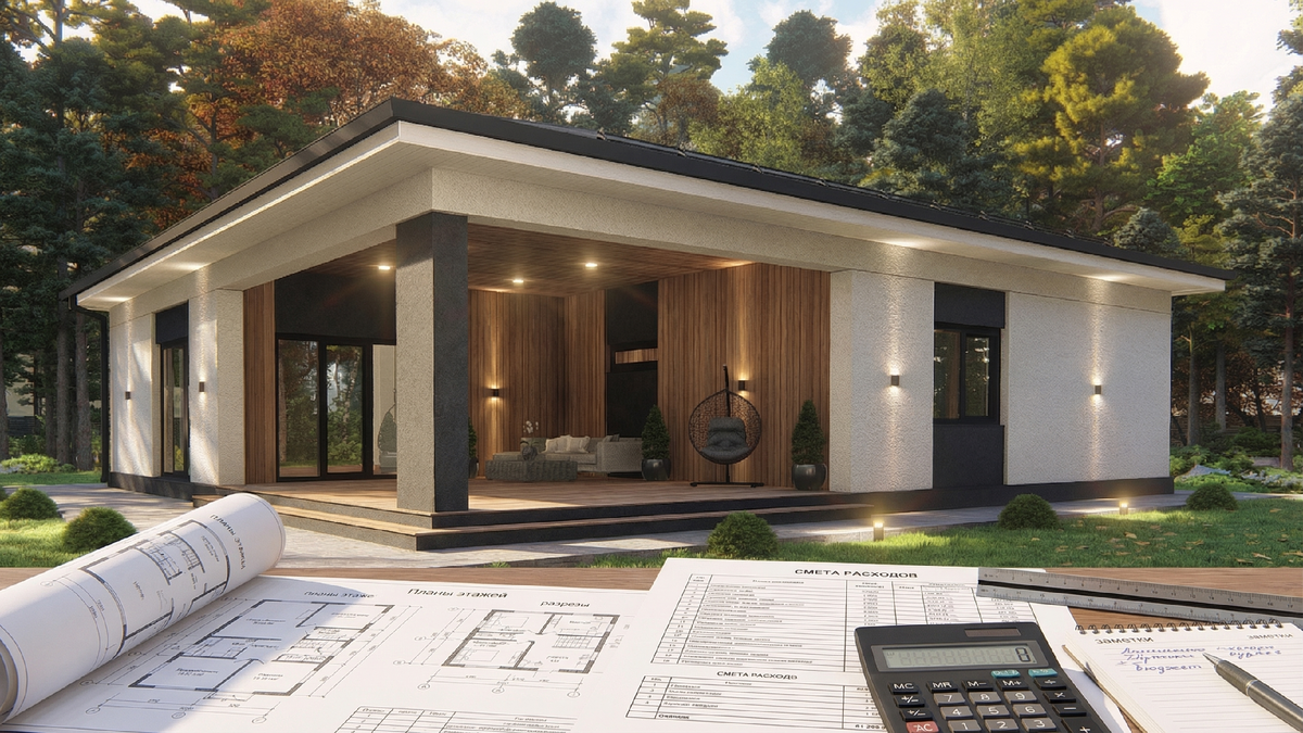 Проект одноэтажного дома с вальмовой или плоской кровлей от АСК UMAHOUSE - UMA 3.3 Апрель (https://umahouse.ru/uma33)