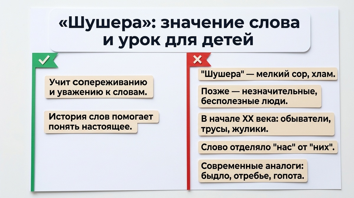 «Шушера»: значение слова и урок для детей  📷
