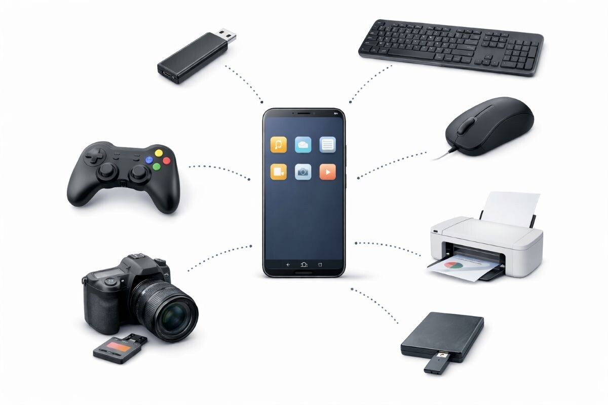 К смартфону можно подключить самые разные устройства. Источник: нейросеть📷
