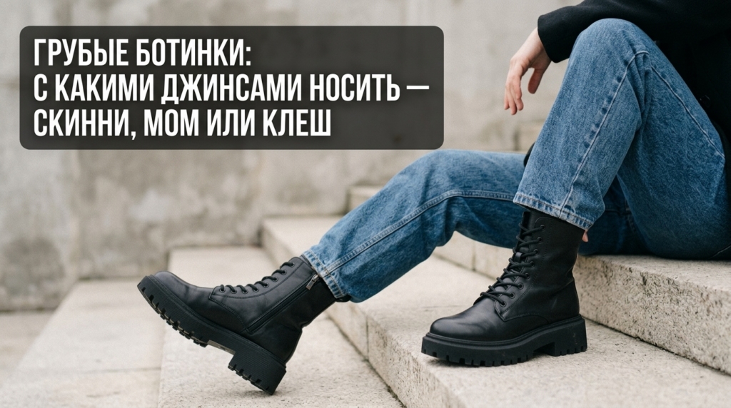   Стильные варианты сочетания грубой обуви с популярными фасонами джинсов Носим Сутками
