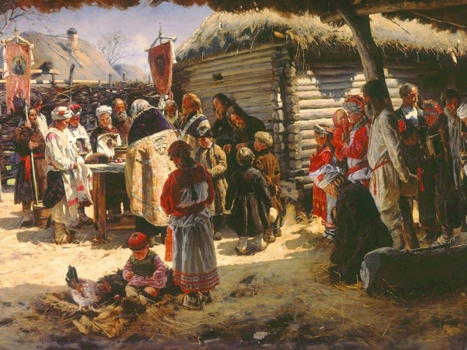 Владимир Маковский «Молебен на Пасху» (1887 год).