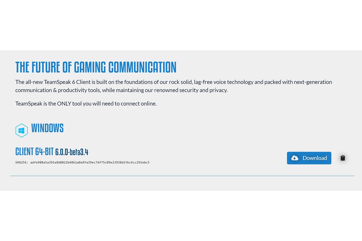 TeamSpeak Systems📷Найдите нужную версию и нажмите на кнопку скачивания