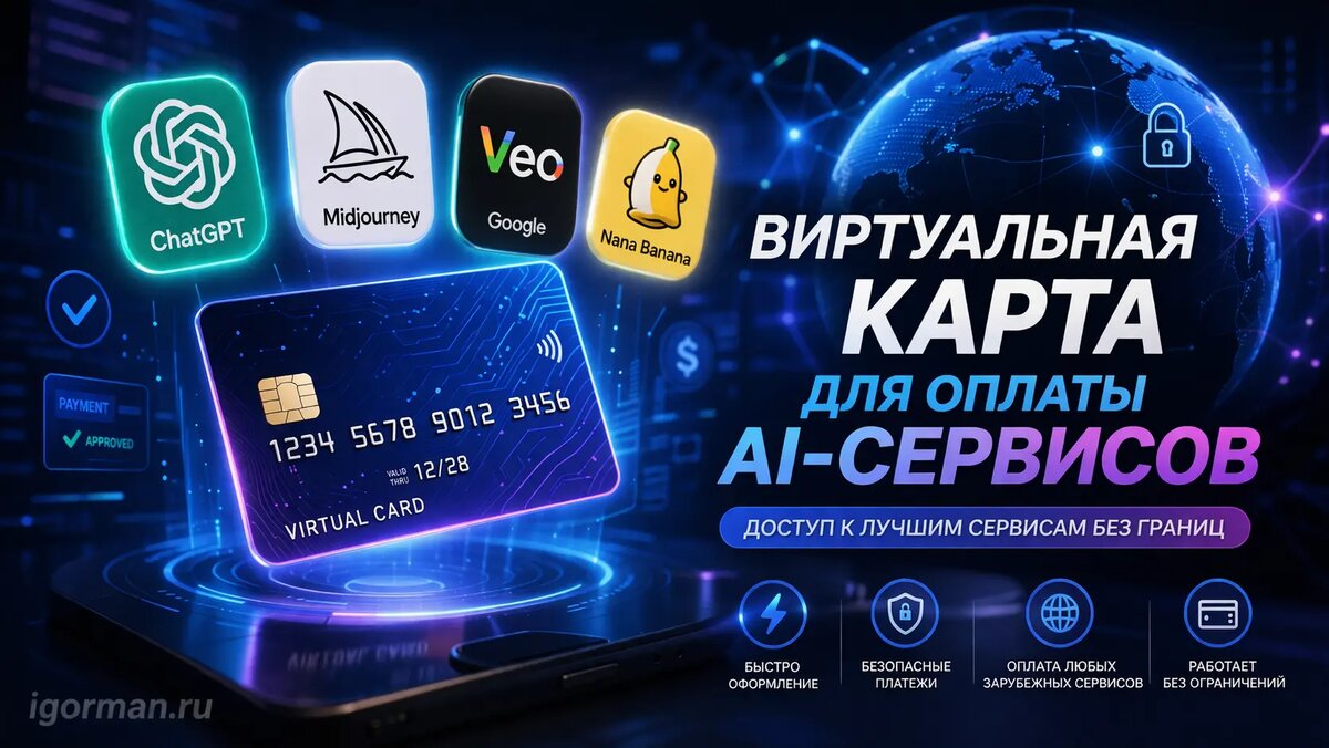 Виртуальная карта - доступ к AI без ограничений