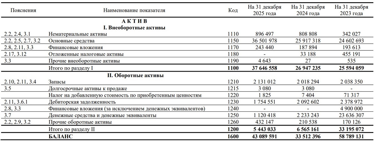 Активы, ГБО за 2025 год
