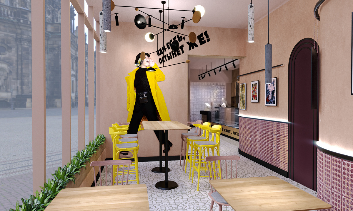 Рендер кафе в Краснодаре от студии Максима Храпач
