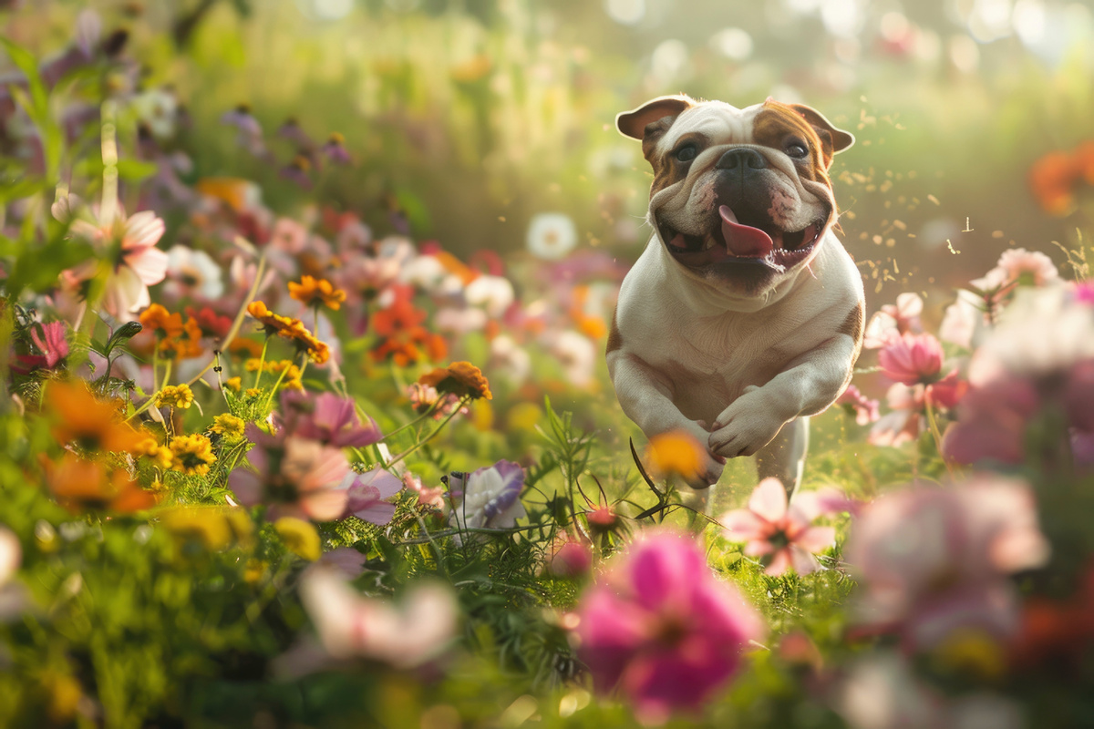 Собака в цветах