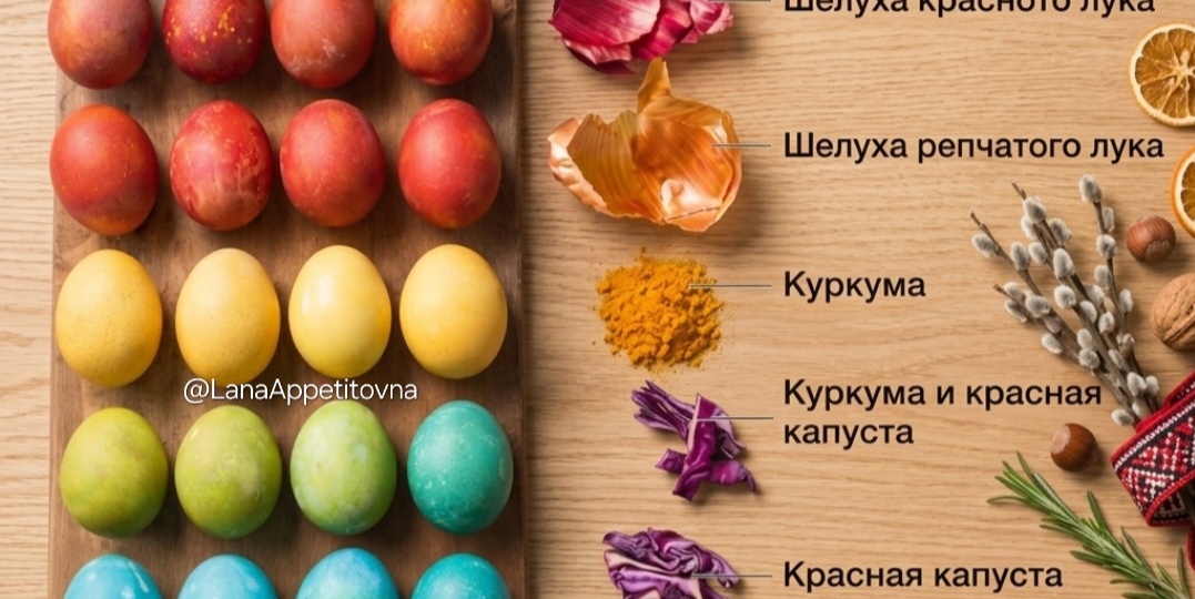 Как натурально окрасить яйца к Пасхе 2026