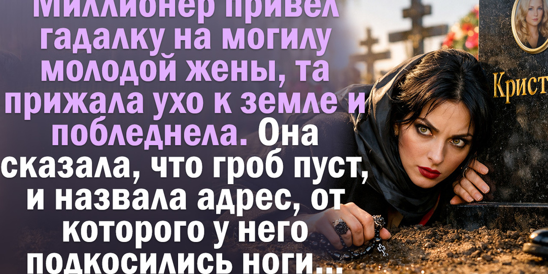 Миллионер привёл гадалку на могилу молодой жены, та прижала ухо к земле и побледнела.