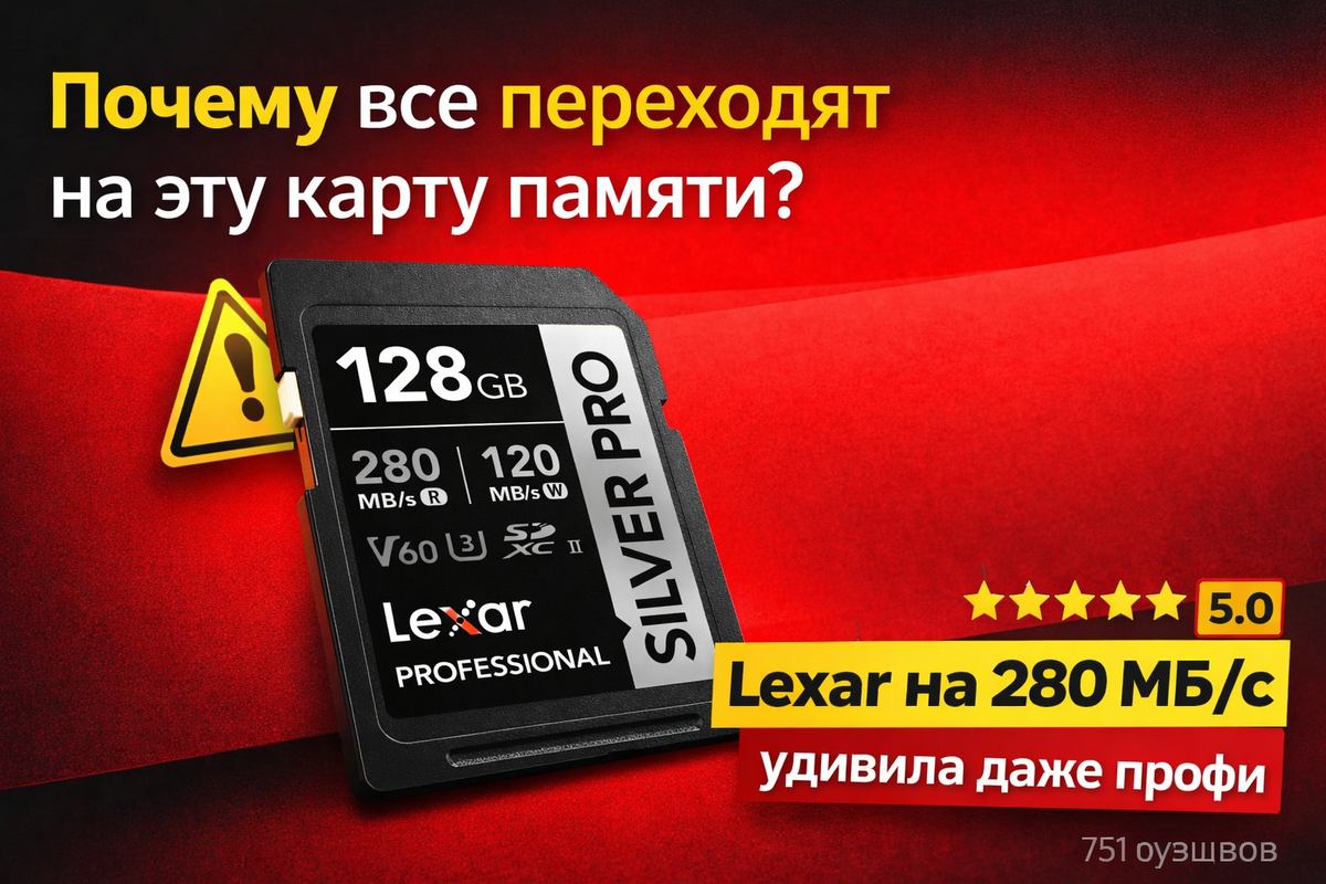 Карта памяти Lexar Professional Silver Pro SDXC UHS-II 128GB UHS-II(U3), V60, up to 280MB/s read, 120