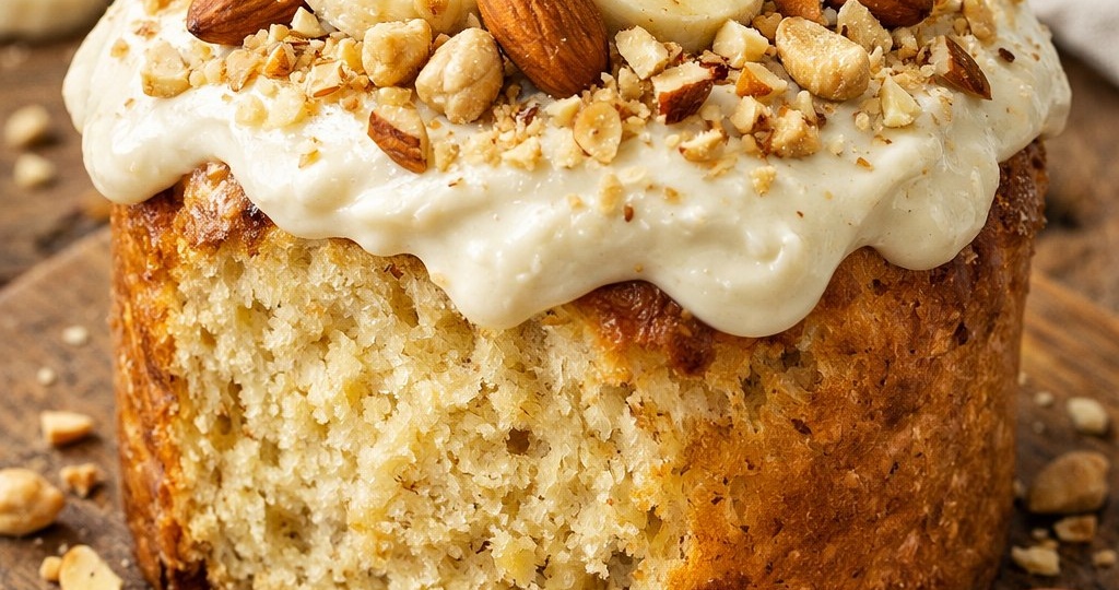 Миндально-банановый кулич с кремом из кешью