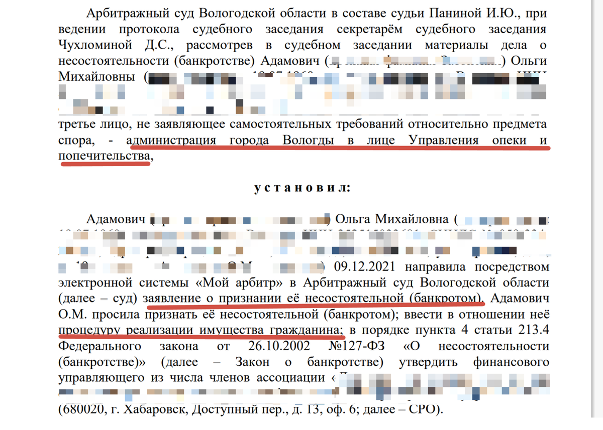    Скриншот решения Арбитражного суда Вологодской области