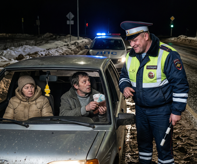 «Договоримся или забираю машину?» — ухмылялся наглый инспектор. Он не знал, что пассажирка в старом пуховике закроет его смену одним звонком