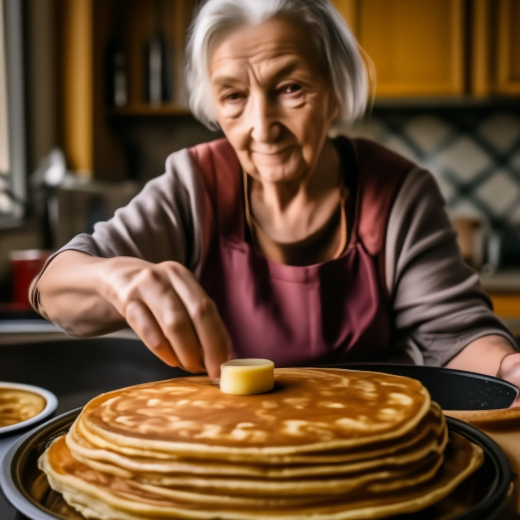 Изображение из соцсетей. Мать пекла блины.
