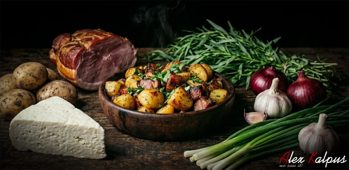 Uhepbycrbq картофель по‑крестьянски с копченой курицей или ветчиной