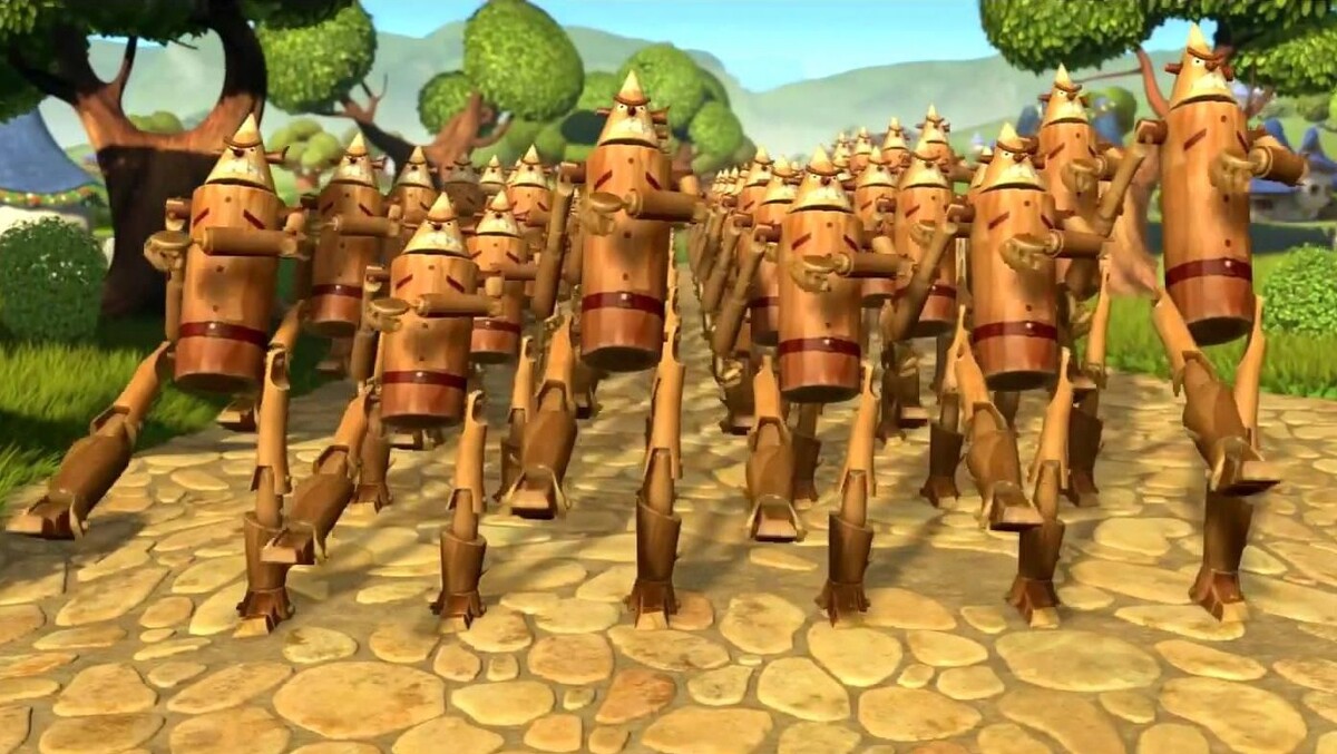     Деревянная армия Урфина   
Цитата из м∕ф «Урфин Джюс и его деревянные солдаты». Реж. Дарина Шмидт, Владимир Торопчин, Фёдор Дмитриев. 2017. Россия