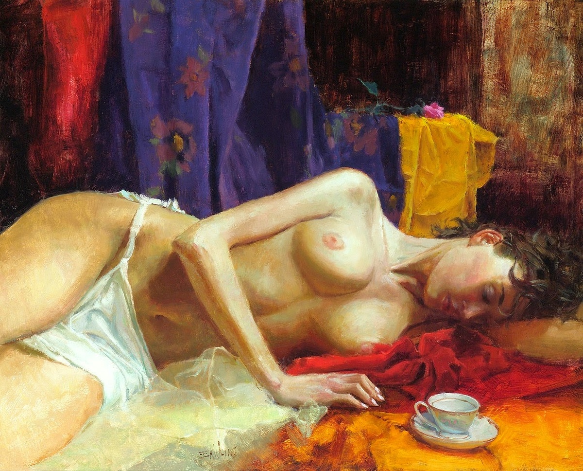 КАРТИНА В ЖАНРЕ " НЮ " ОТ ХУДОЖНИКА- ИМПРЕССИОНИСТА ЭРИКА К. УОЛЛИСА/  Eric K.Wallis 