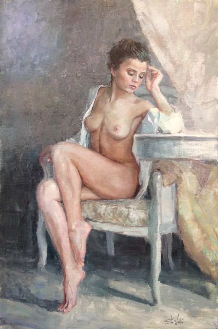 КАРТИНА В ЖАНРЕ " НЮ " ОТ ХУДОЖНИКА- ИМПРЕССИОНИСТА ЭРИКА К. УОЛЛИСА/  Eric K.Wallis 