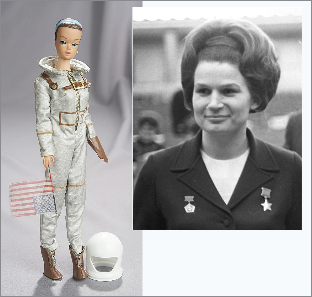 На фото справа Валентина Терешкова в молодсти. Мне кажется, прическа точно похожа :))