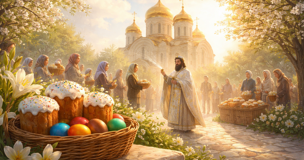 Патриарх Кирилл освятил куличи в храме Христа Спасителя в Москве