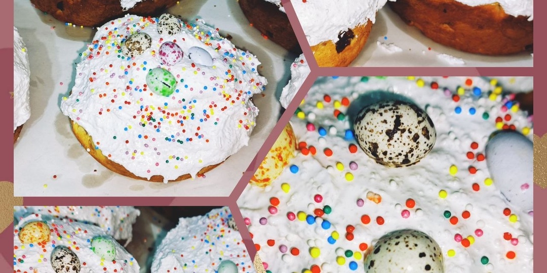 Сегодня мы с Сонечкой пекли куличи, красили яйца