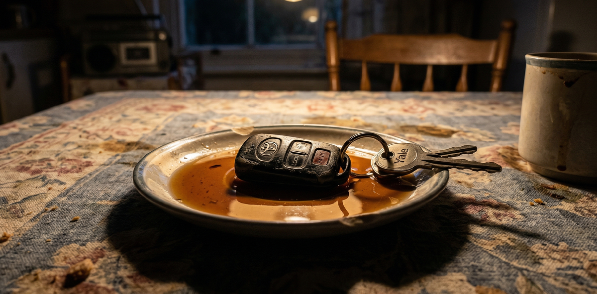 Ключи в чае — это не металл в луже. Это проведённая граница и сломанная привычка быть удобной для всех.