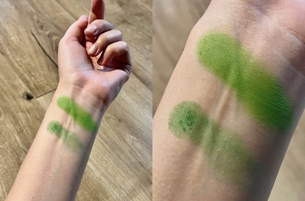 Здесь хорошо видно, насколько сильнее осыпаются дешёвые тени