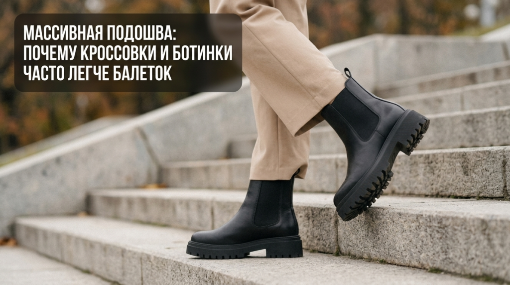    Визуально тяжелая обувь часто оказывается легче тонких балеток благодаря современным вспененным материалам. Носим Сутками