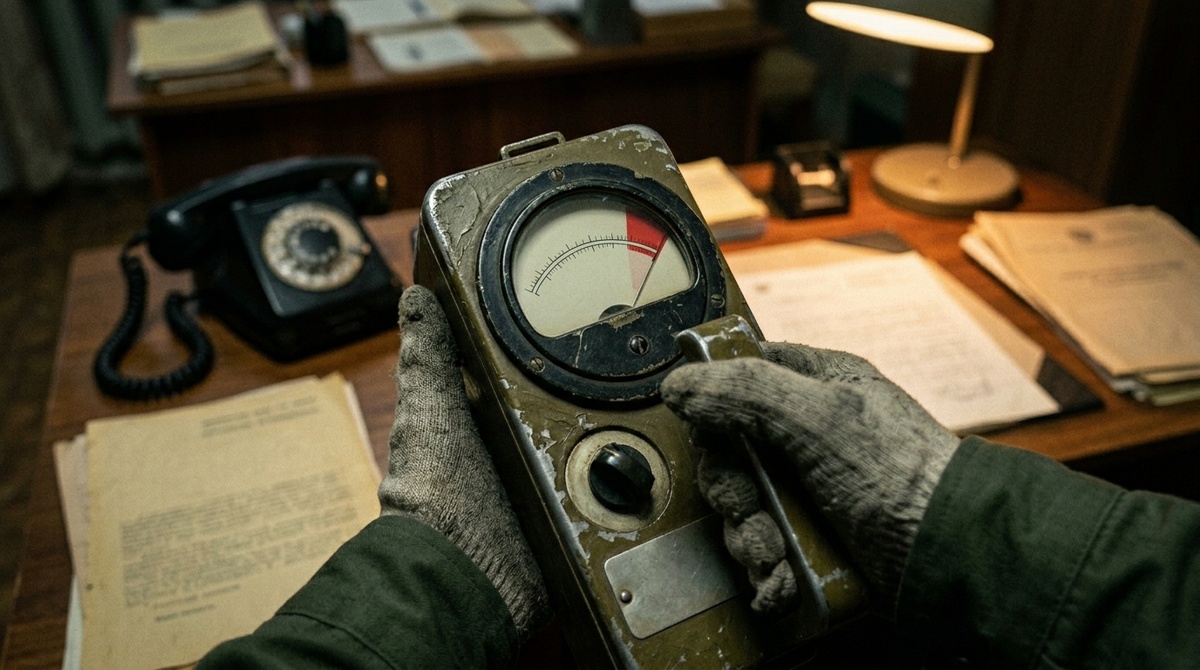 Зашкаливающий советский дозиметр в кабинете чиновника