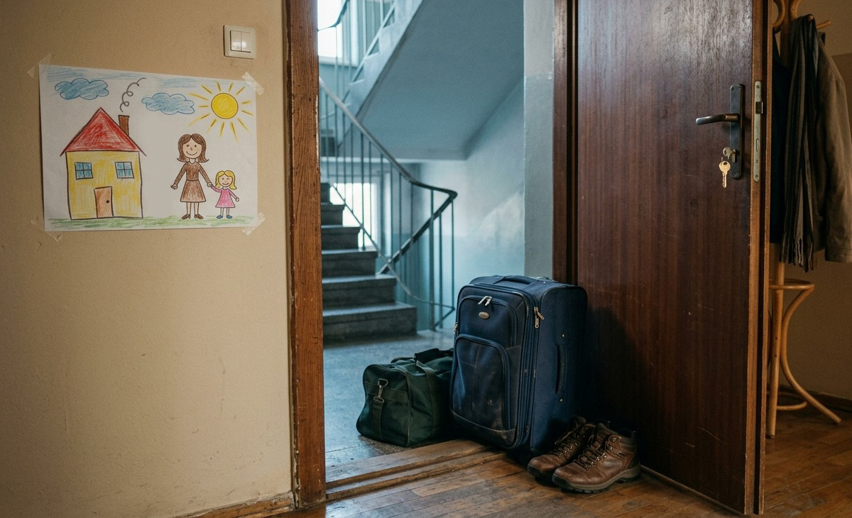 Они вышли втроём: Слава, свекровь, сумки