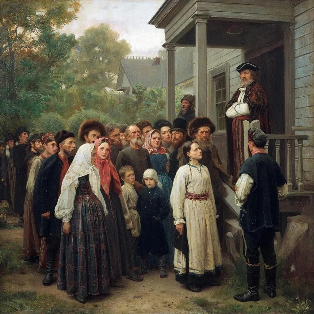 крестьяне у помещика