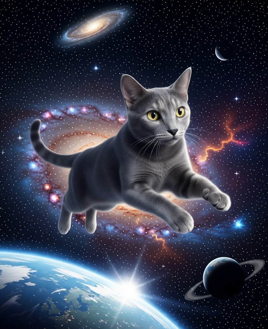 Фото нашей кошки, обработанное нейросетью. 