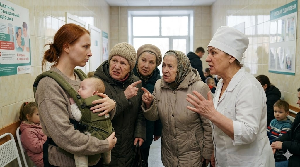  Рядом стояла медсестра педиатрического кабинета — женщина старой закалки...