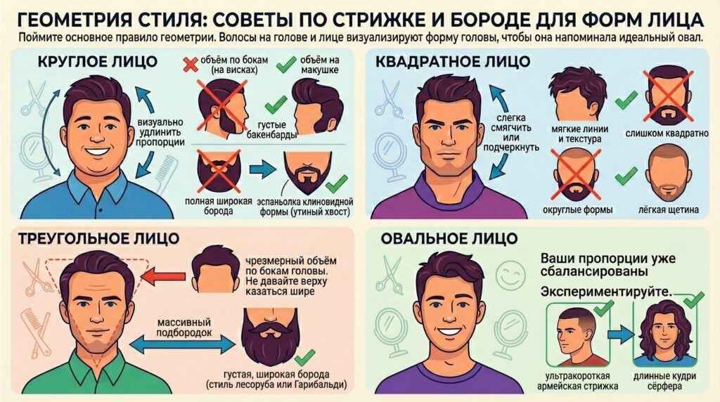 Мужские стрижки под форму лица