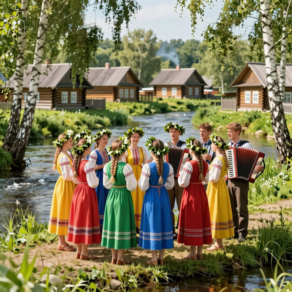 Берёзовые венки и хороводы у реки: как праздновали Троицу в русской деревне XVIII века