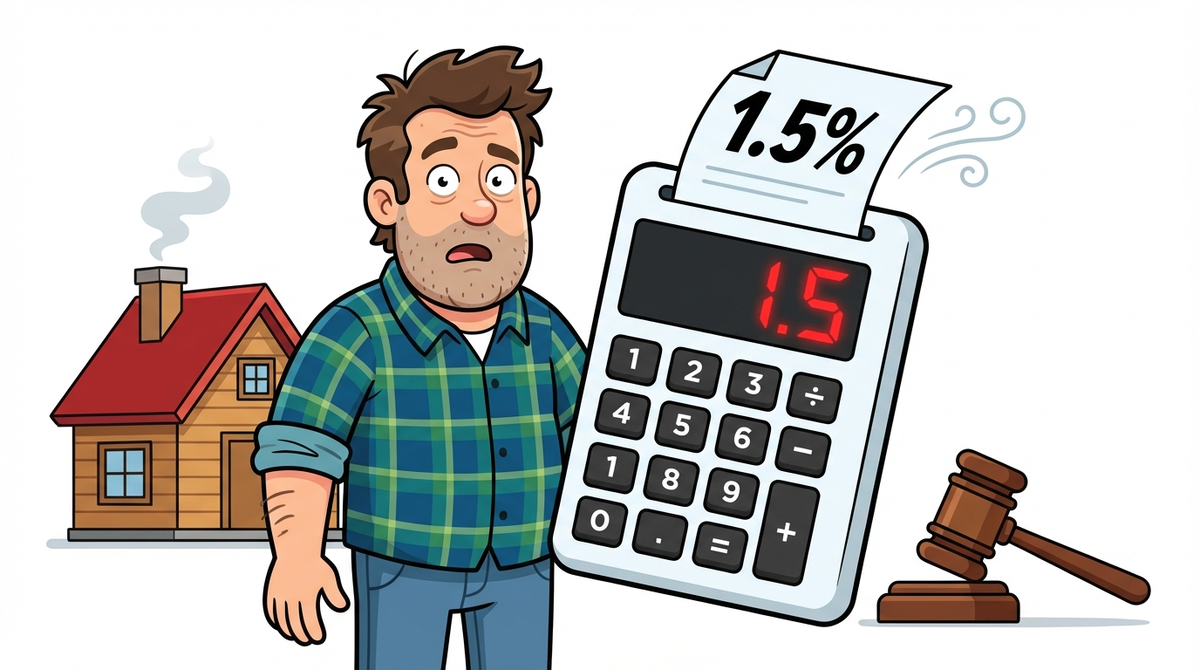 Растерянный владелец гостевого дома смотрит на калькулятор с цифрой 1.5% — такой может стать ставка земельного налога, если участок под ИЖС начал использоваться в предпринимательской деятельности. Владельцам гостевых домов важно знать: переход с 0.3% на 1.5% автоматически, если дом внесён в реестр средств размещения.