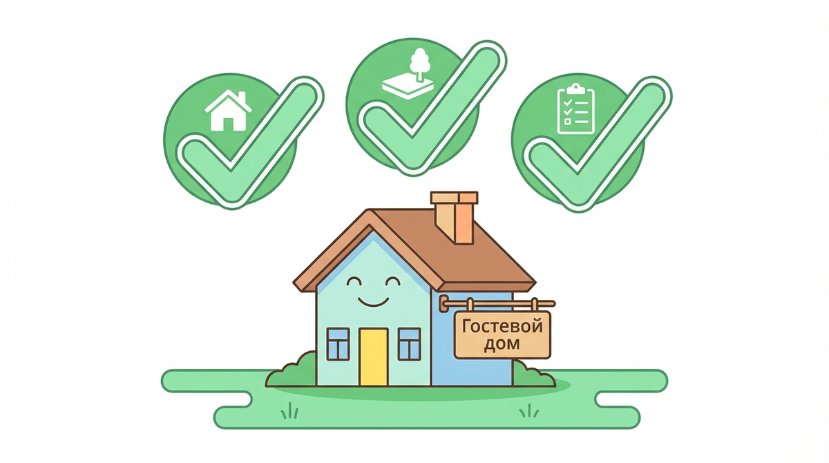Три условия для признания жилого дома гостевым домом по закону №127-ФЗ: участок под ИЖС или садоводство, собственность на дом, и с 2026 года — внесение в реестр классифицированных средств размещения. Без этого сдача посуточно не считается легальным гостевым бизнесом.