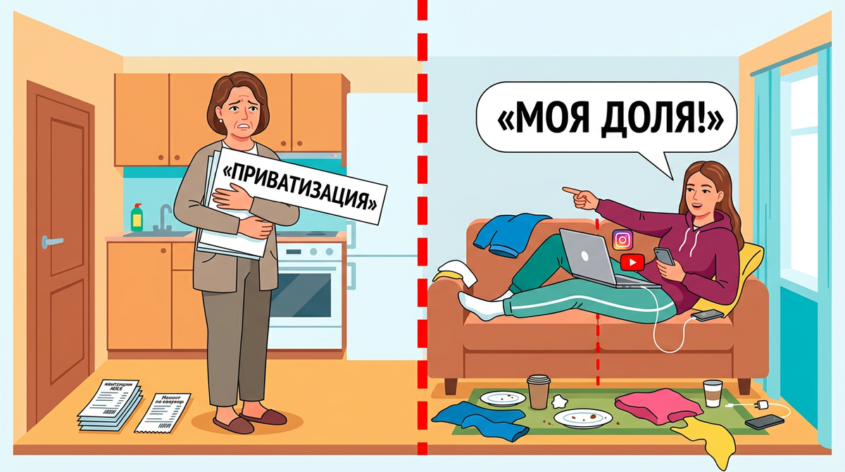 Дочери 25 лет, не работает, сидит на шее и требует долю в квартире! "Ты нарушила мои права!" Может ли она отсудить?