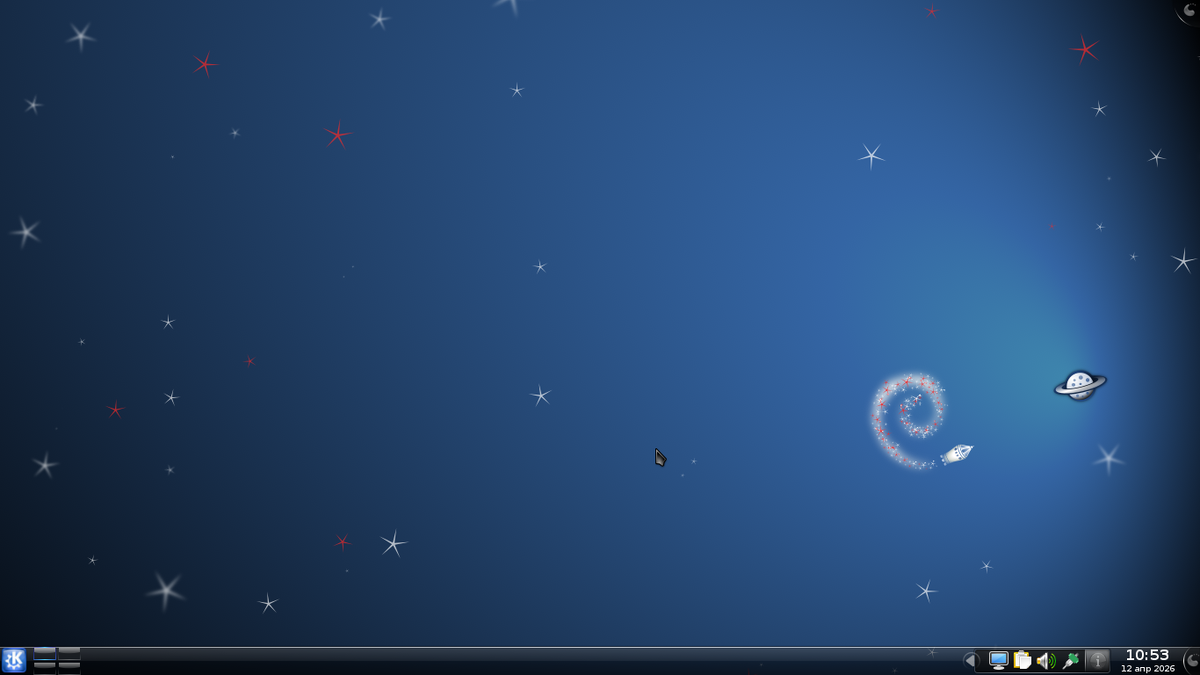 Рабочий стол оболочки KDE с установленным Debian 6