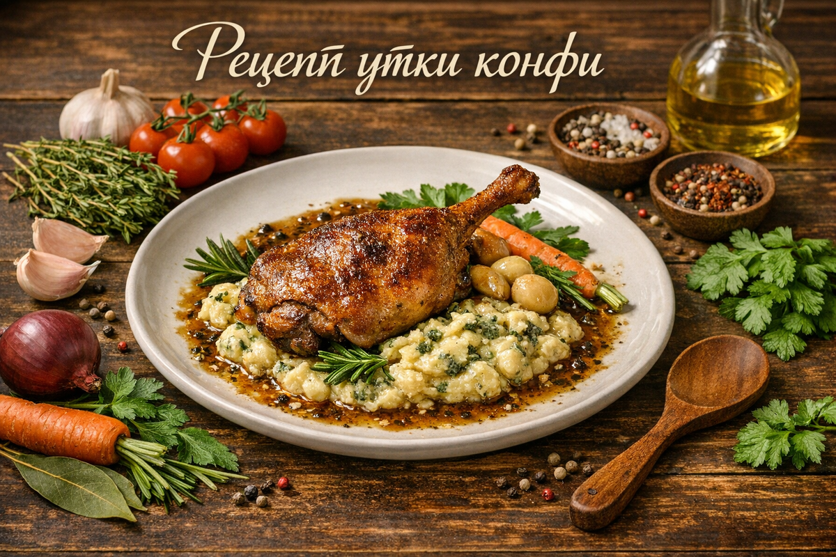 Утка конфи тушеная в собственном соку на медленном огне 