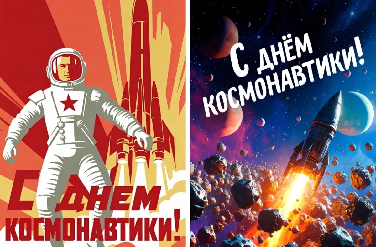    30+ открыток с Днем космонавтики.