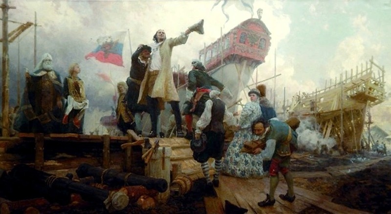 Ю.А. Кушевский. Спуск на воду галеры "Принципиум".