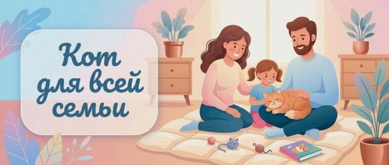    Иллюстрация к материалу: Дружелюбные кошки для семьи: выбираем питомца, который подружится с детьми