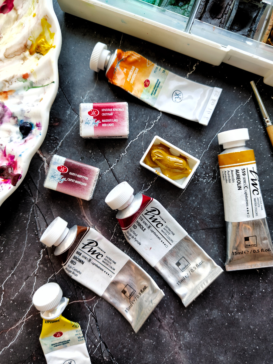 Акварель в тубах и в кюветах