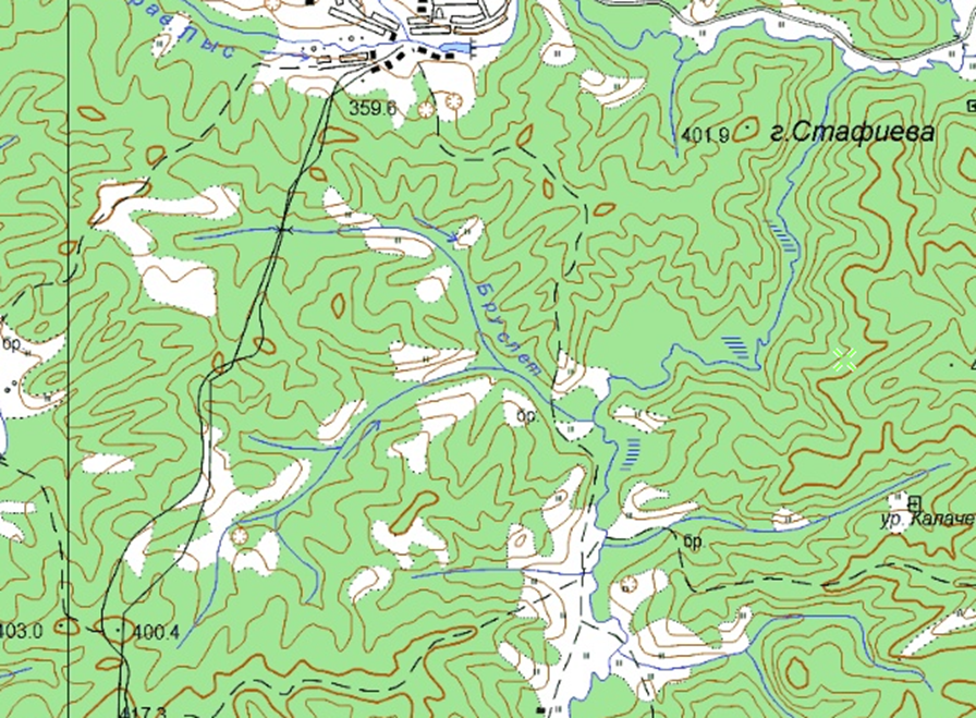 Река Бруслет. Фрагмент карты, 2001г.